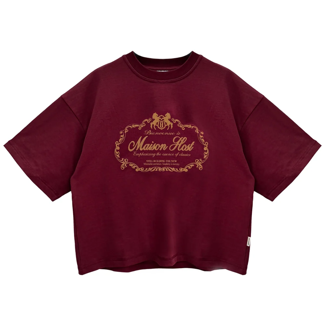 HOST BRAND BIENVENUE BURGUNDY TEE