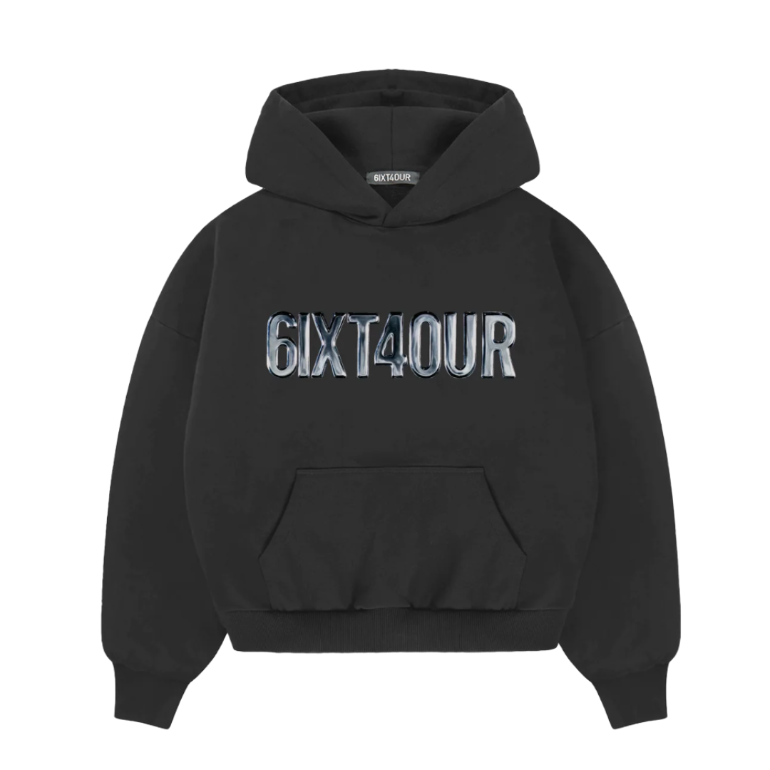 6IXT4OUR STEEL SKULL - BLACK HOODIE