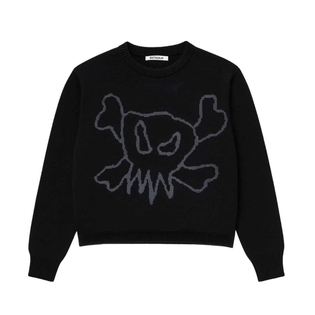 6IXT4OUR BLACK SKULL SWEATER