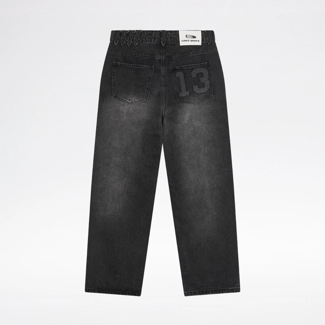 LOST BOYS ARCHIVES SANDBLASTED THIRTEEN EVERYDAY JEANS - Washed Black